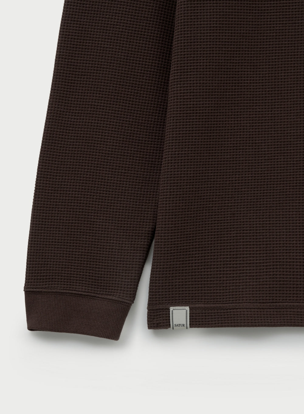 [satur] Waffle Henry Neck T-shirt - Brown