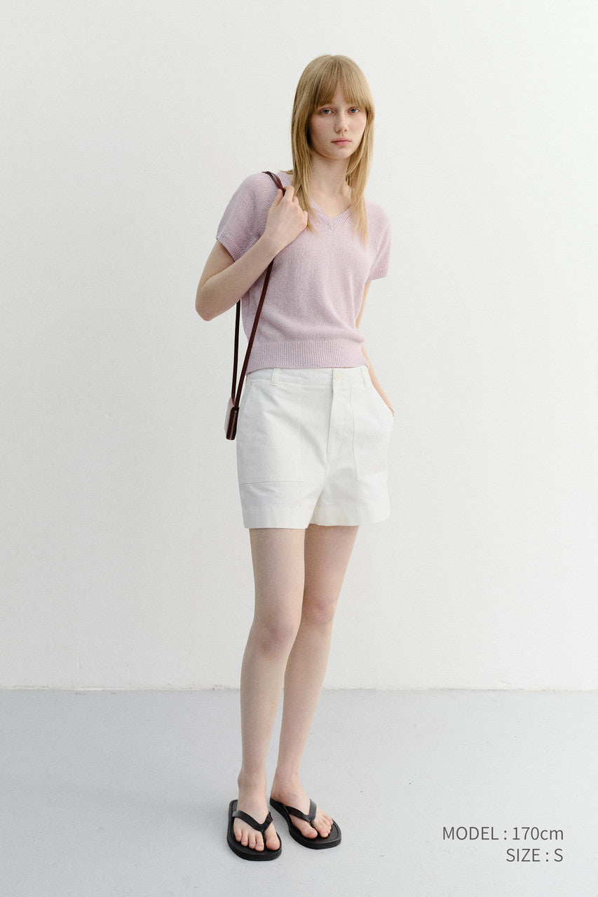 Dunst Summer Linen V-Neck Knit Soft Pink