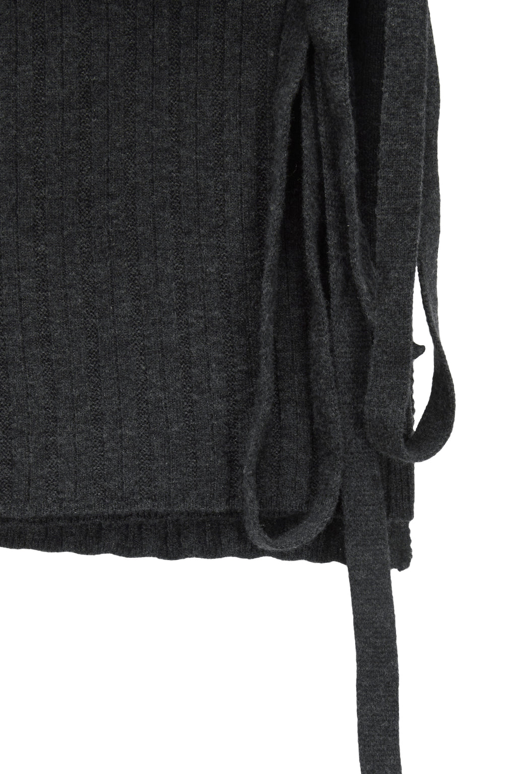 [matinkim] LAYERED KNIT STRING WRAP SKIRT IN CHARCOAL