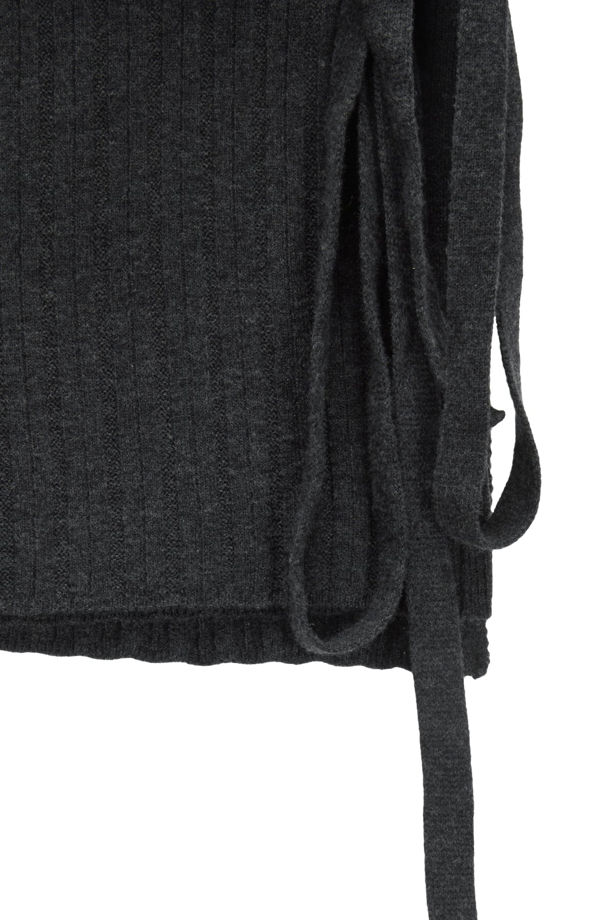 [matinkim] LAYERED KNIT STRING WRAP SKIRT IN CHARCOAL