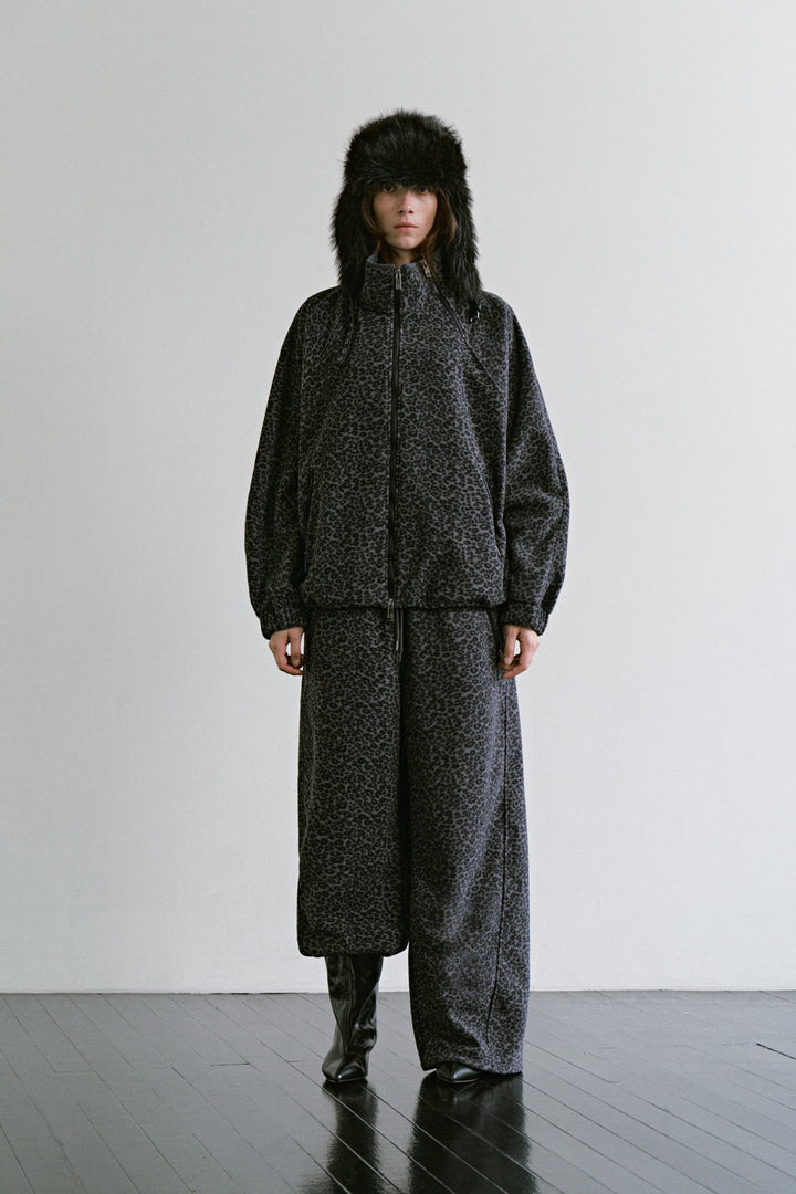 Treemingbird Leopard Fleece Set-up Jacket Charcoal