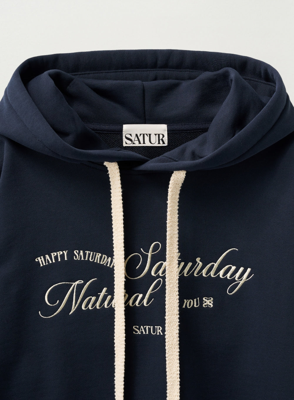[satur] (W) Natural Saturday Crop Hoodie - Navy