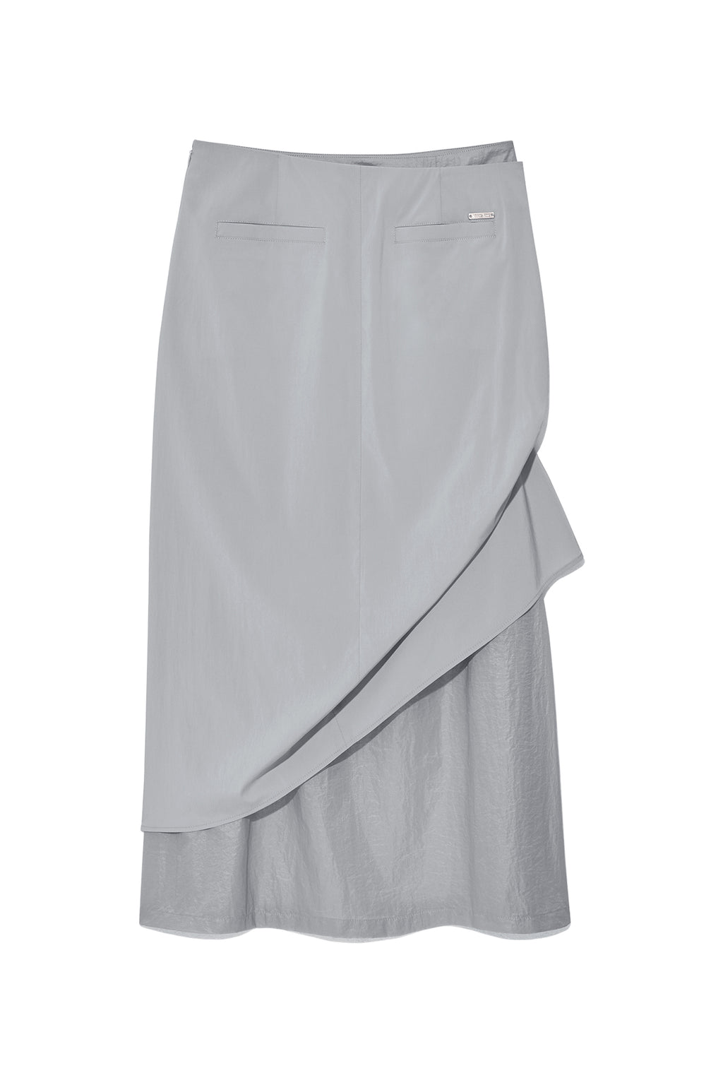 [matinkim] SHIRRING LAYERED MAXI SKIRT IN LIGHT GREY