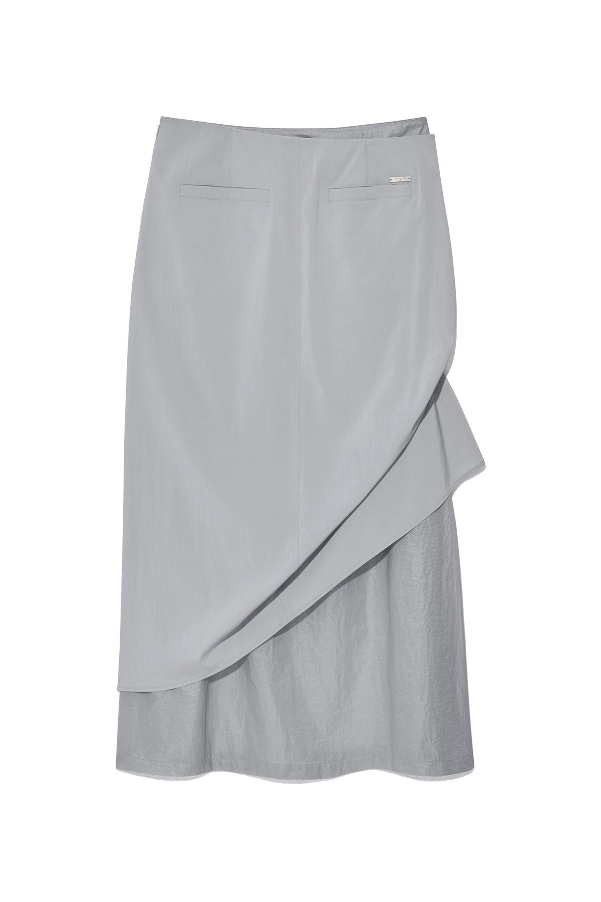 [matinkim] SHIRRING LAYERED MAXI SKIRT IN LIGHT GREY