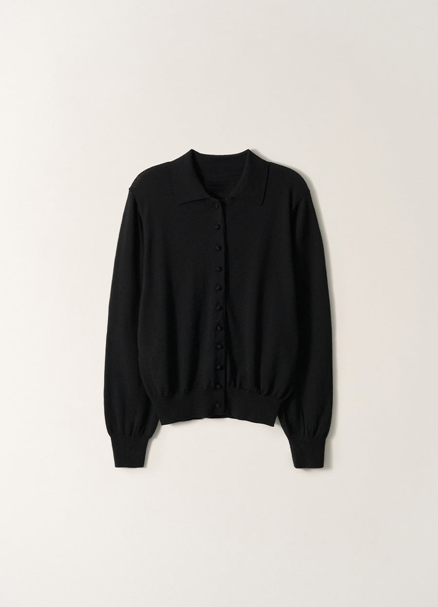 Nothing Written Muffin Button Cardigan (Black)
