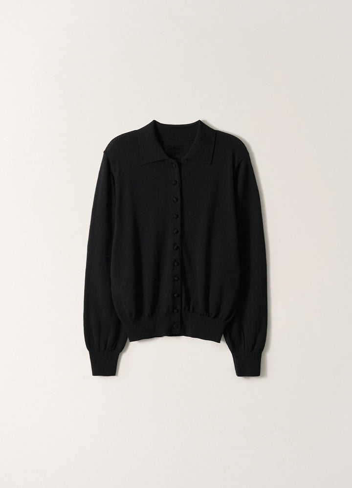 Nothing Written Muffin Button Cardigan (Black)