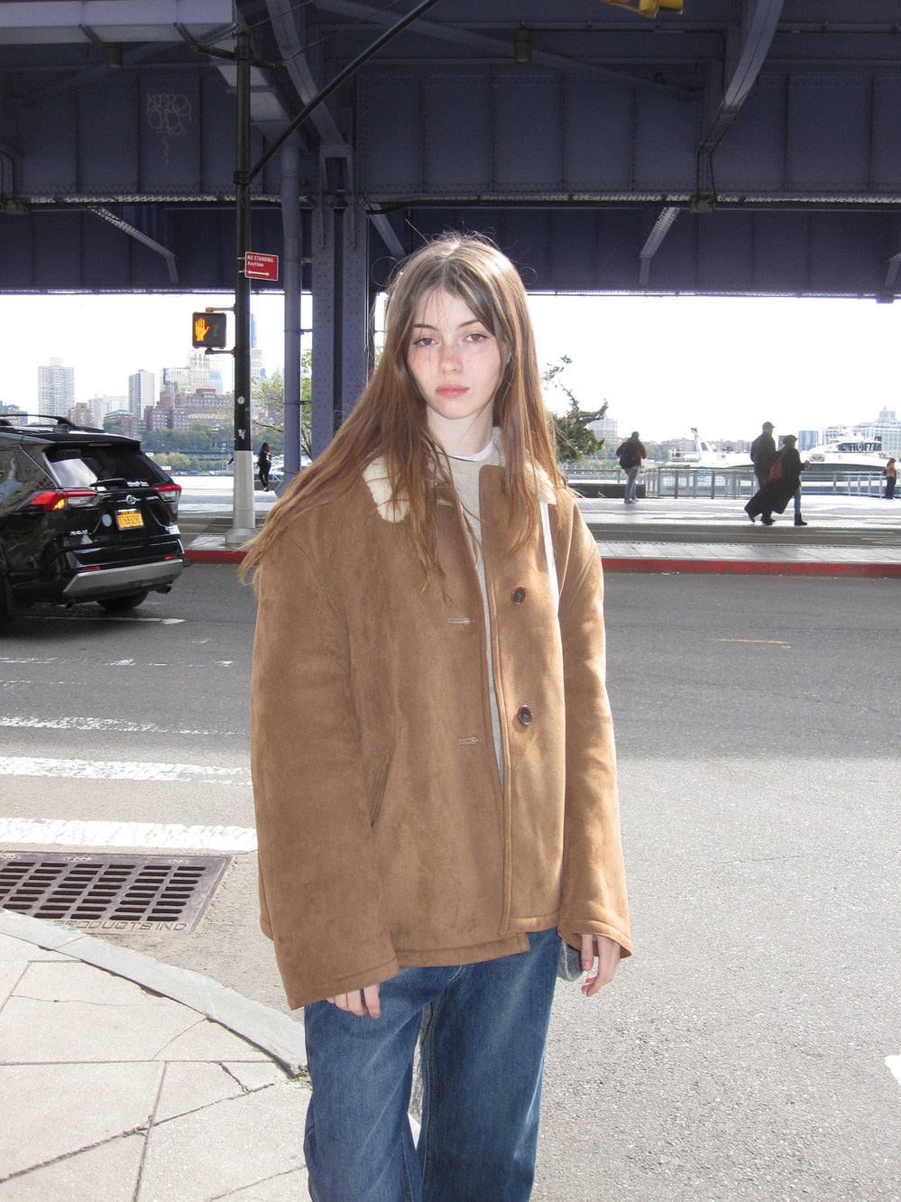 Low Classic 3-Button Suede Shearling Jacket Camel - Low Classic