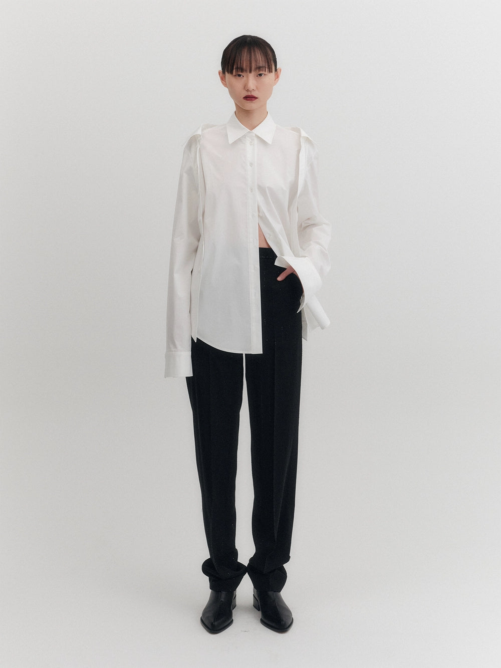 EENK Double Collar Transformable Shirt - White