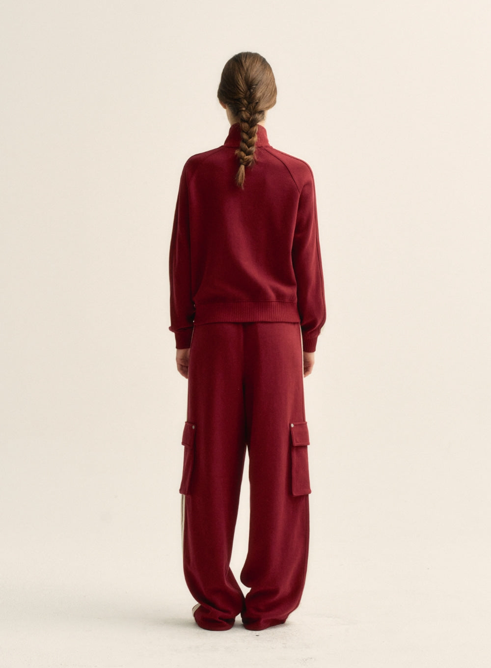 [satur] (W) Lawton Cargo Track Pants - Burgundy