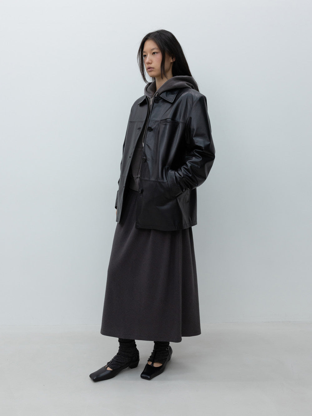 Low Classic Real Leather Work Jacket Black Leather