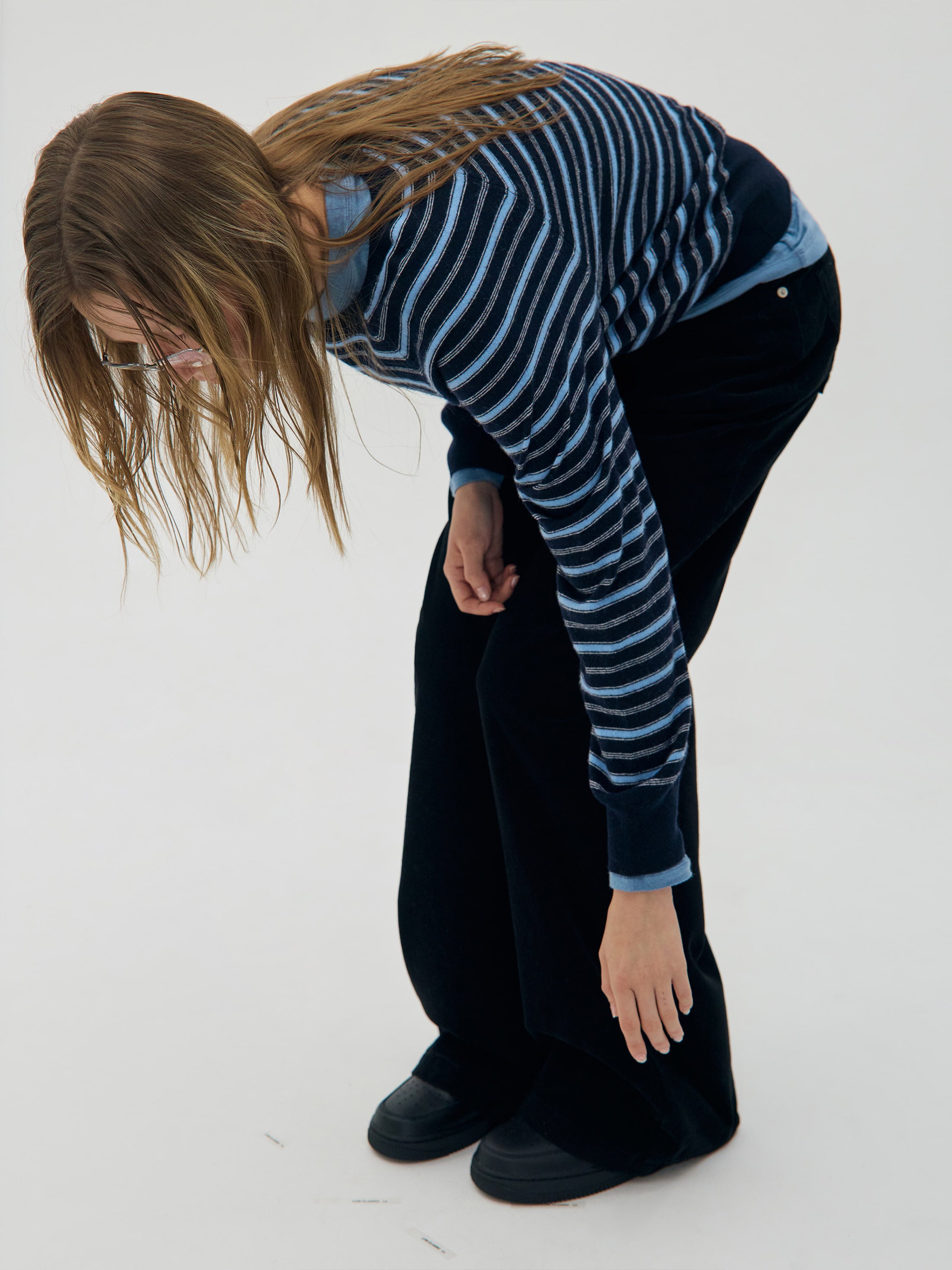 Low Classic Merino Cashmere Striped Sweater Navy