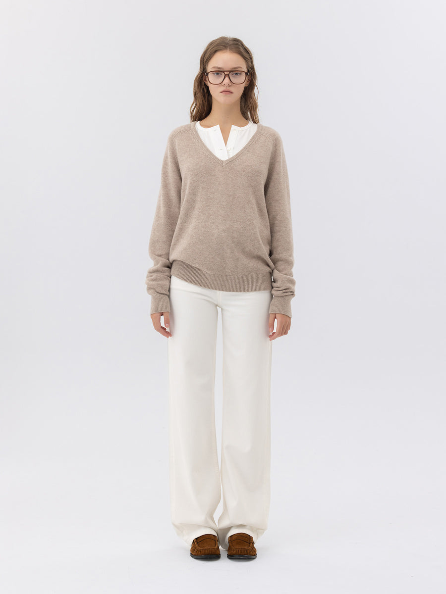 GLOWNY The Linda High Waist Wide Jeans (White)
