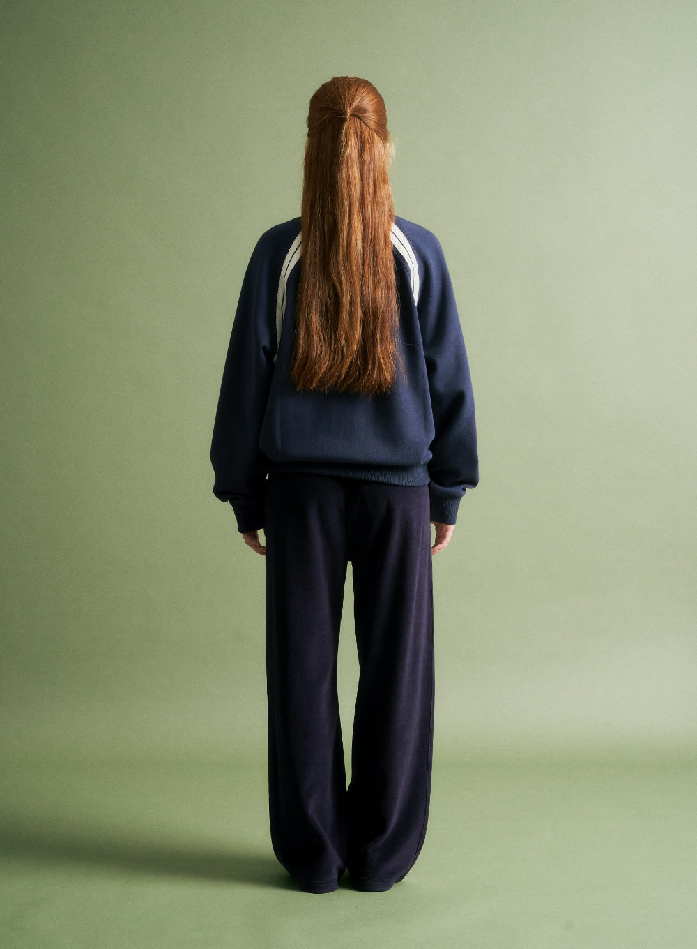 [satur] (W) Lawton Velour Track Pants - Navy