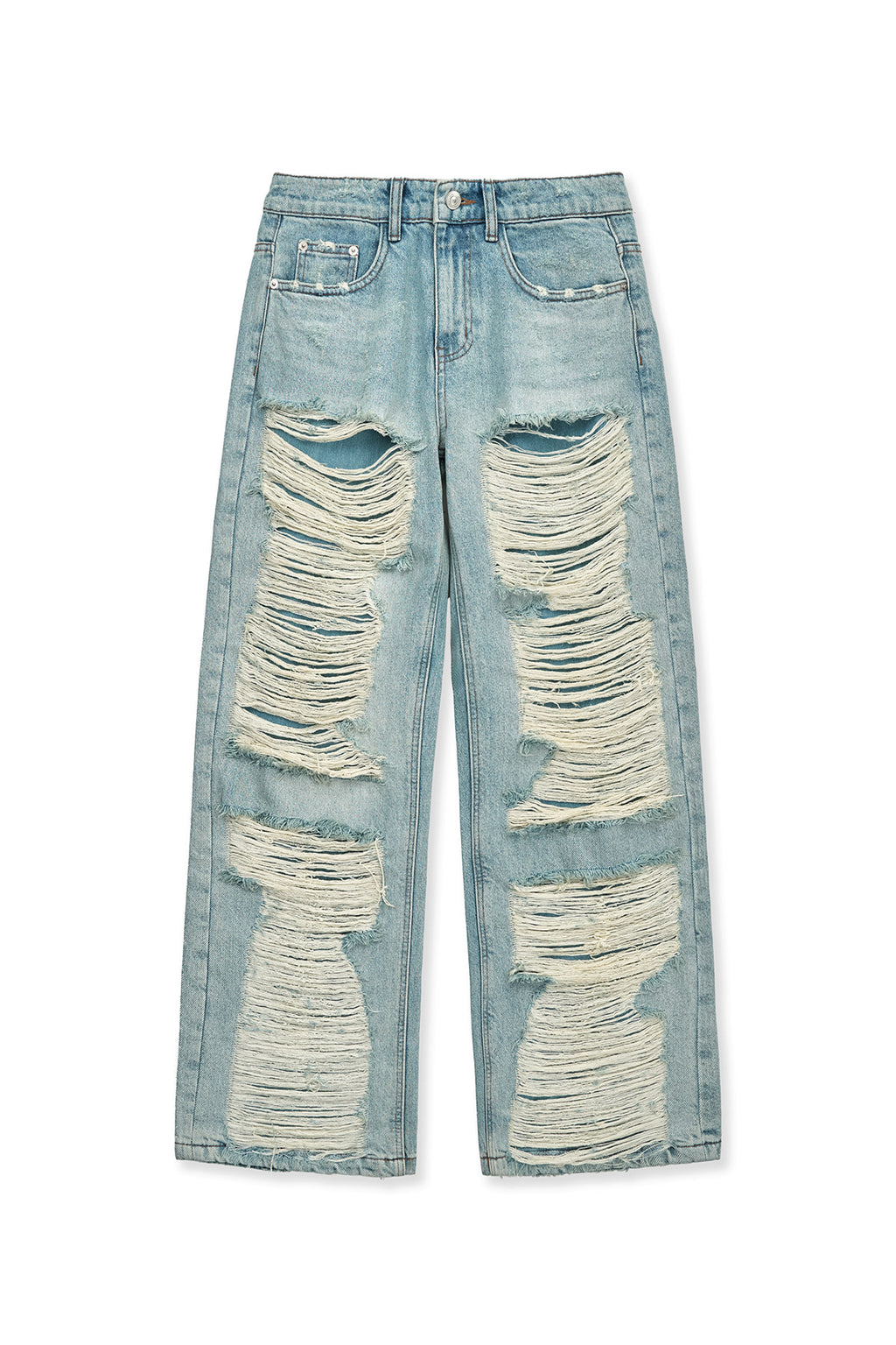 [matinkim] Heavy Destroyed Denim Pants IN Light Blue