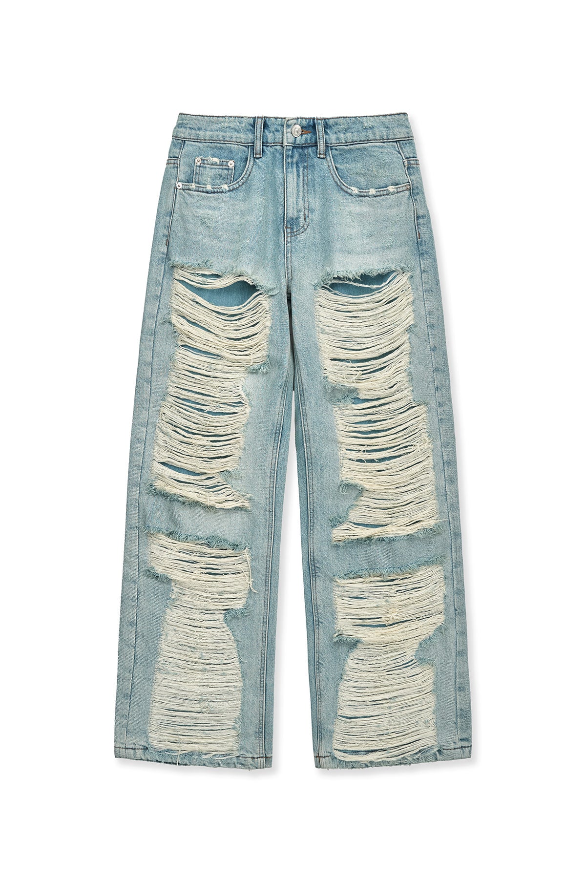 [matinkim] Heavy Destroyed Denim Pants IN Light Blue