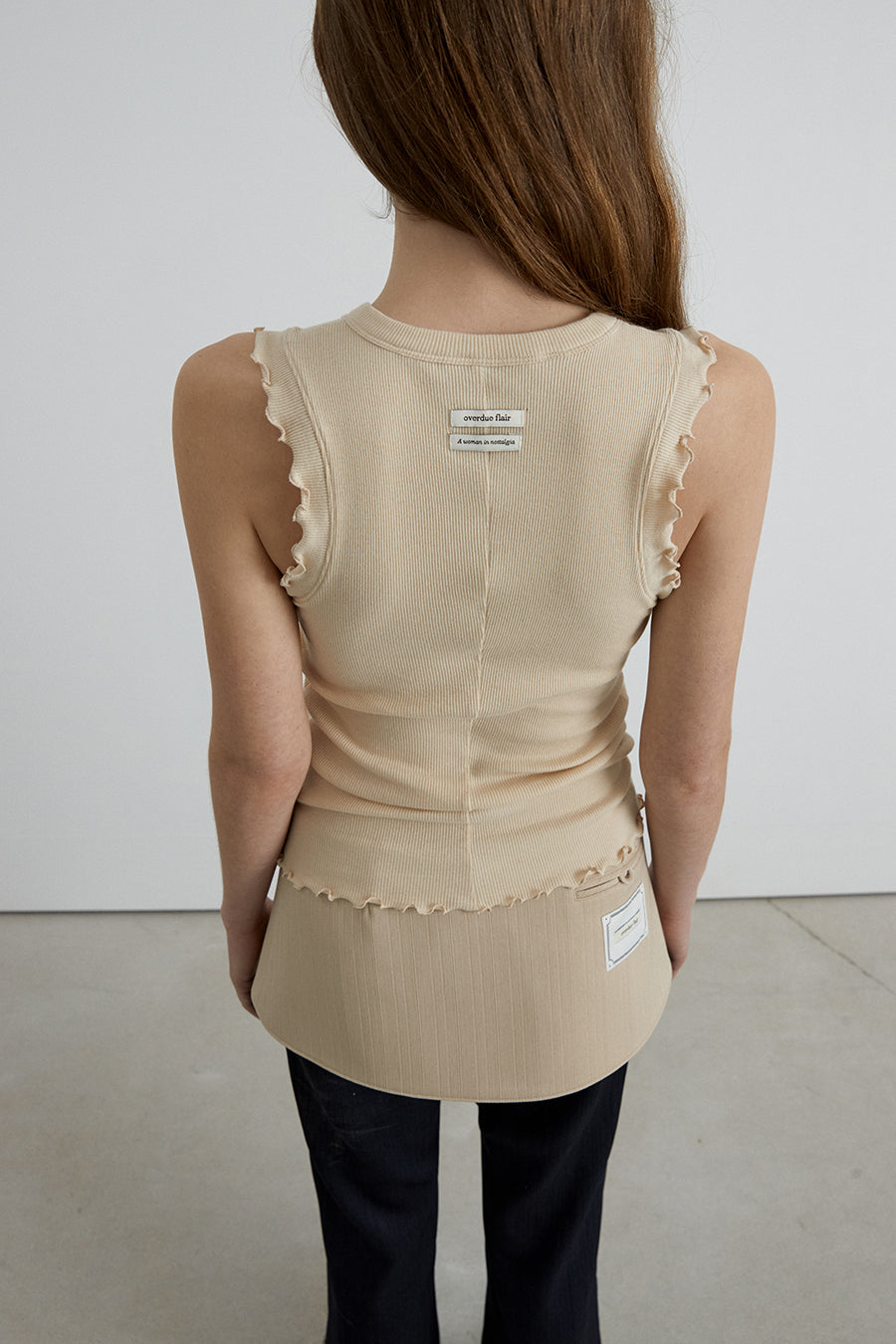 Overdueflair Wave Ribbed Sleeveless Light Beige