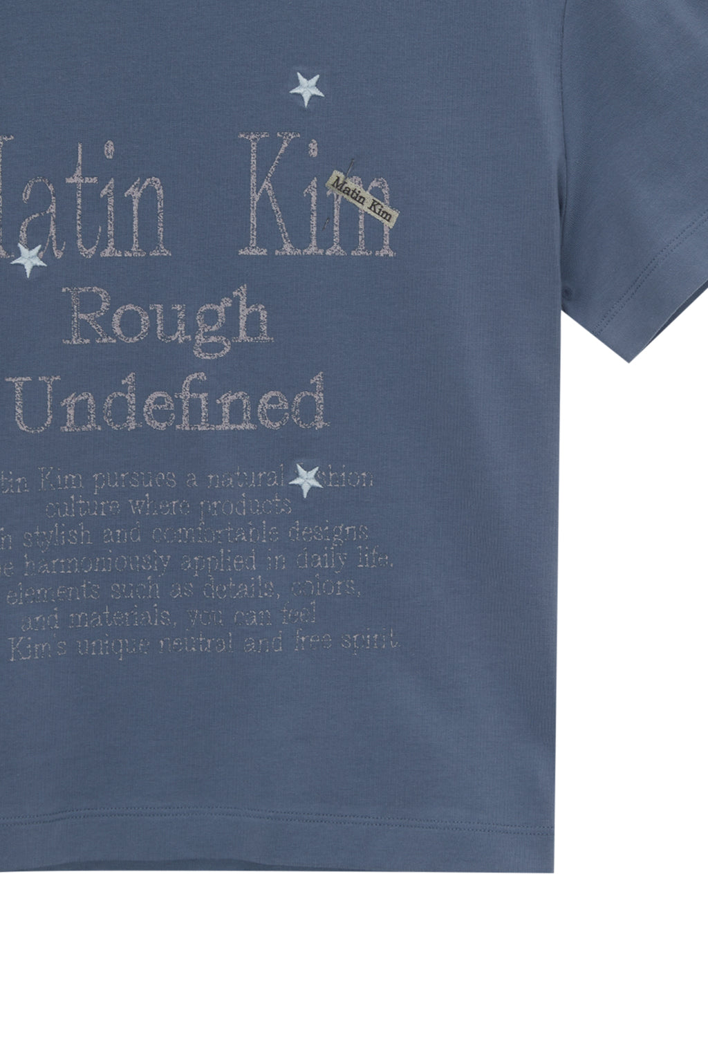 [matinkim] DAZZLE LETTERING CROP TOP IN BLUE