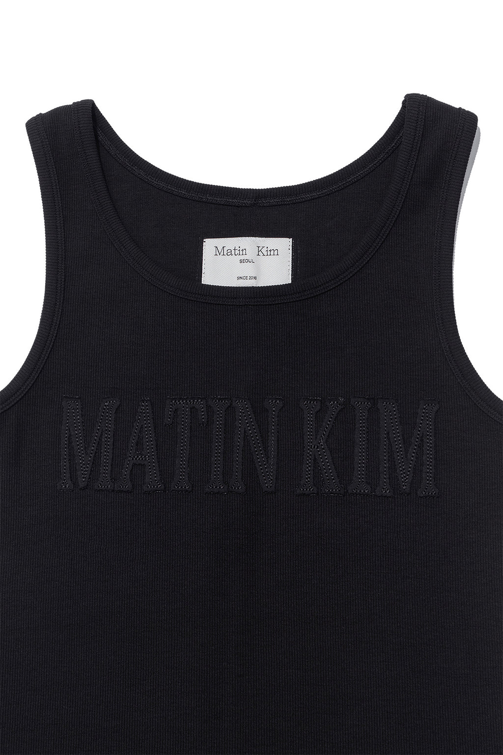 [matinkim] LOGO APPLIQUE SLIM TANK TOP IN BLACK