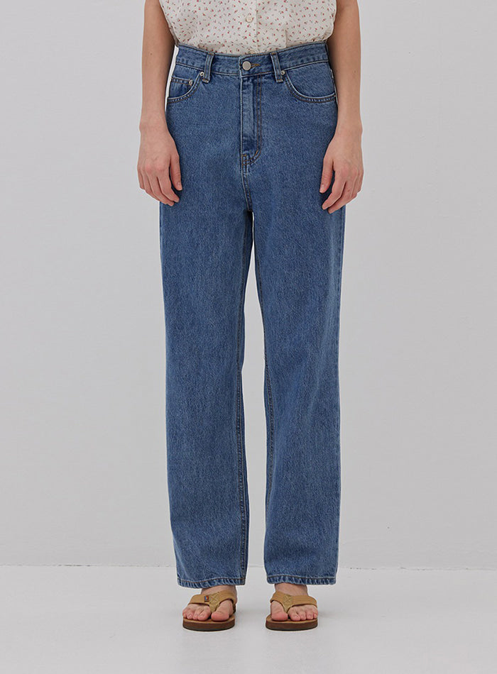 Mango Maniplease Mono Jeans Mid Blue