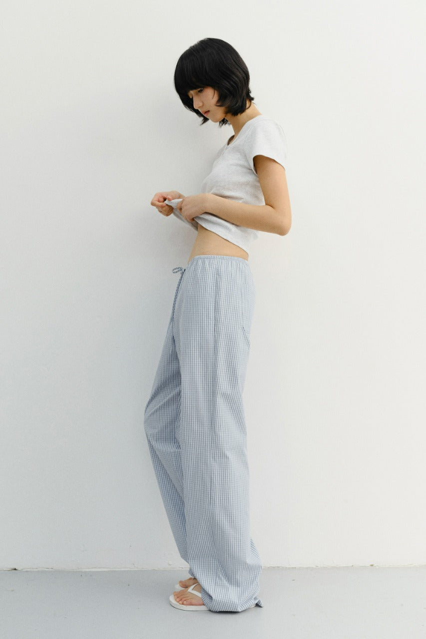 Dunst Pajama String Pants Soft Blue Check