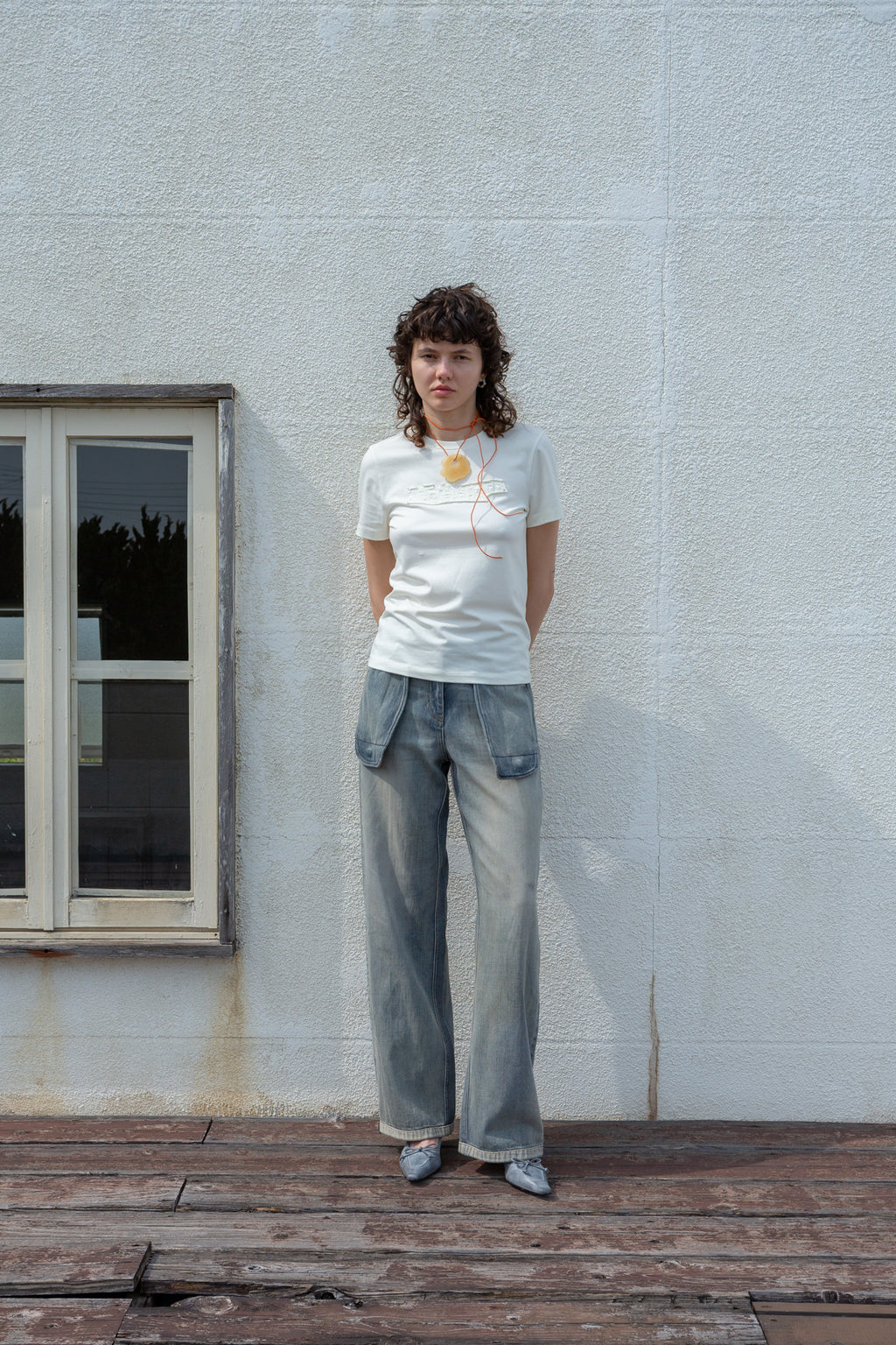 Matinkim Out Pocket Washed Denim Pants IN Smoke Blue