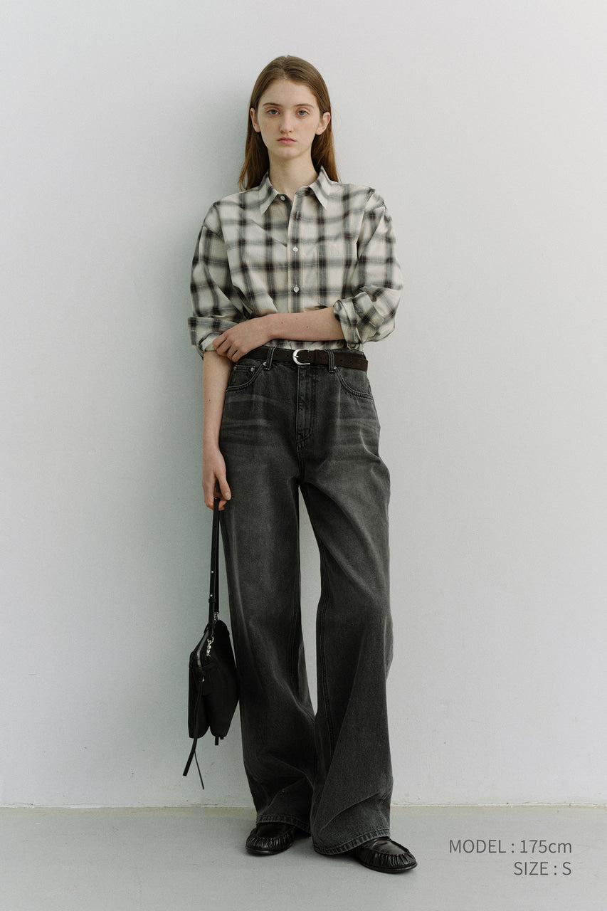 Dunst Unisex 2-Way Oversized Checked Shirt Black Ombre Check