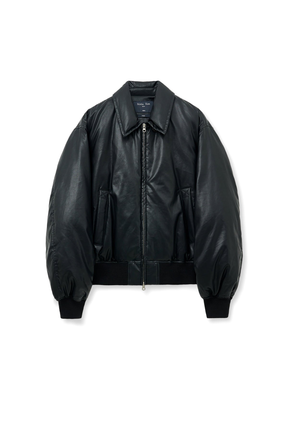 Matinkim Faux Leather Down Jumper For Men IN Black