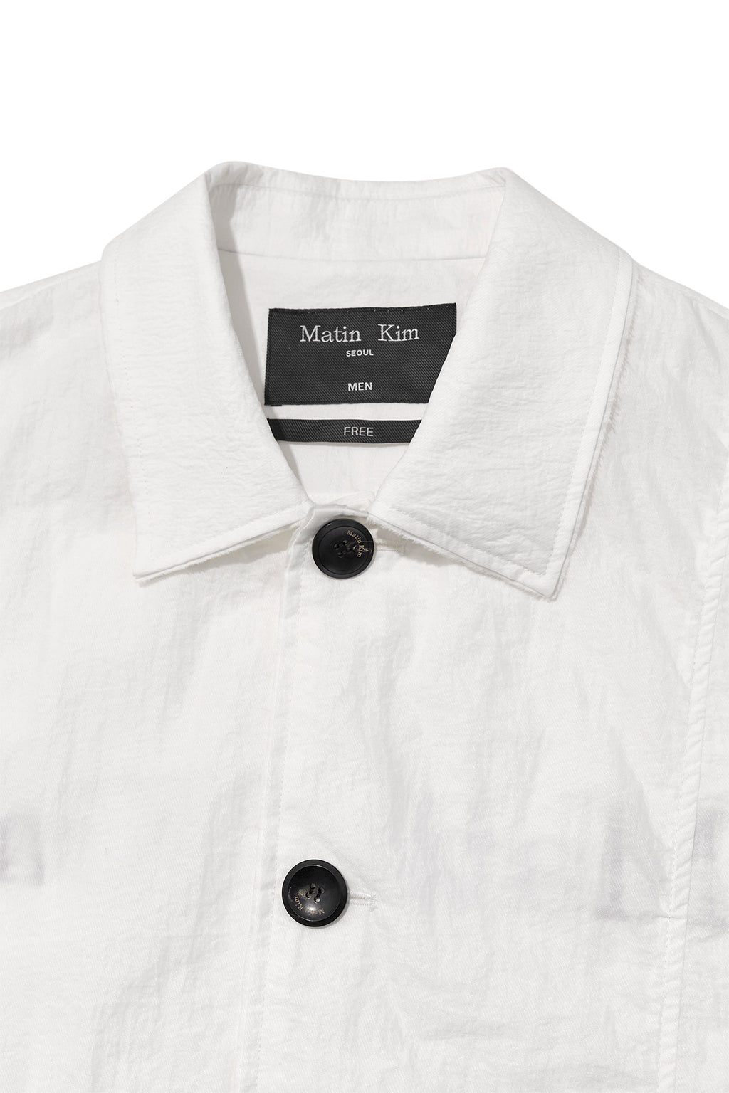 [matinkim] BACK LOGO POINT NYLON LONG COAT FOR MEN IN WHITE