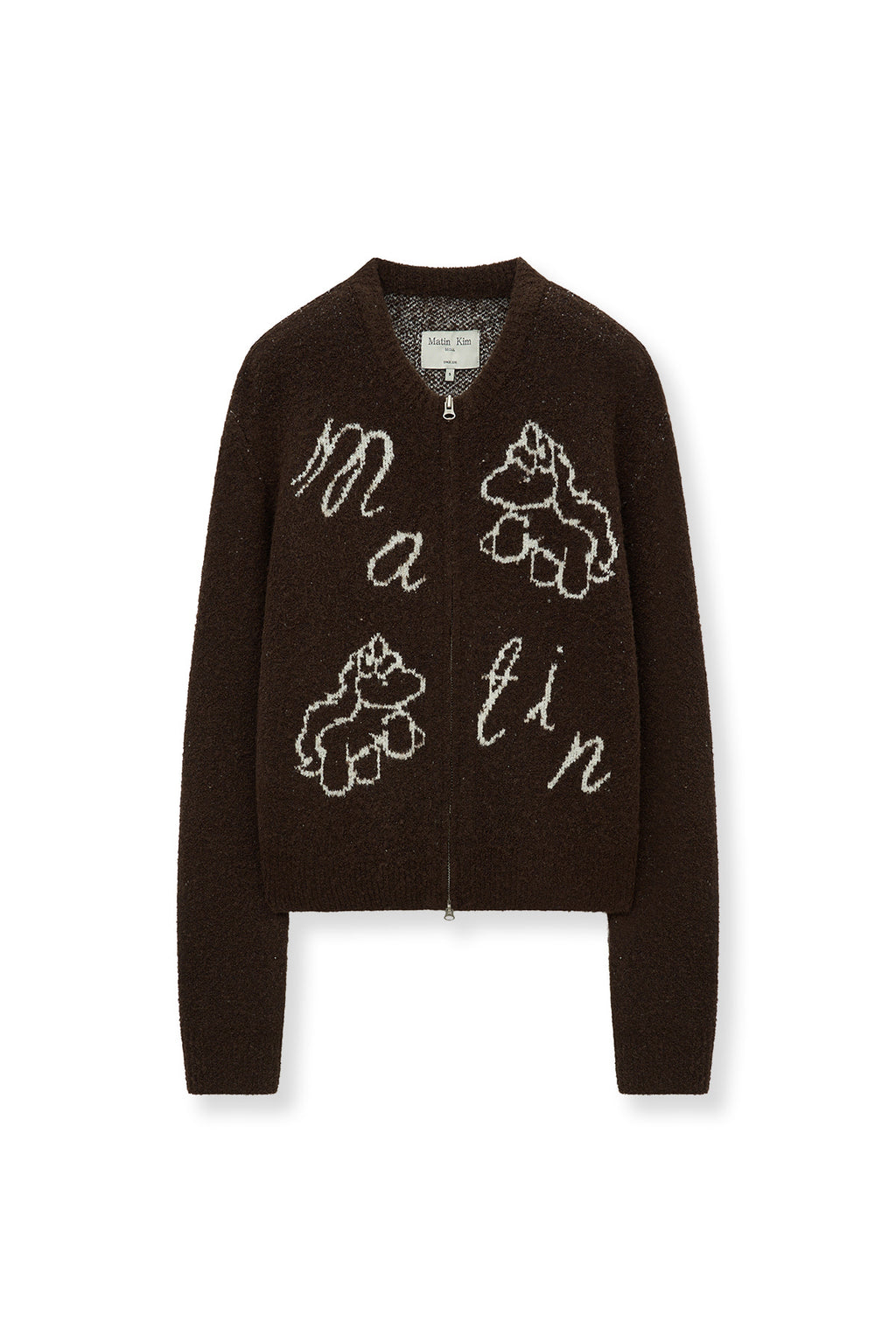 [matinkim] MATIN PONI CONI KNIT ZIP UP IN BROWN