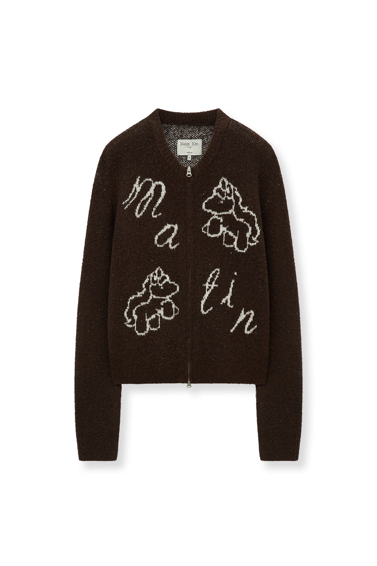 [matinkim] MATIN PONI CONI KNIT ZIP UP IN BROWN