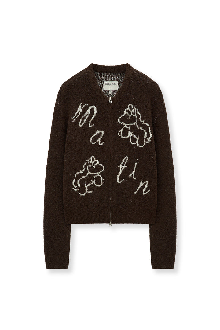 Matinkim Matin Kim Matin Poni Coni Knit Zip UP IN Brown