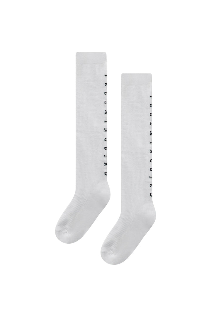 Treemingbird Logo Knee Socks White