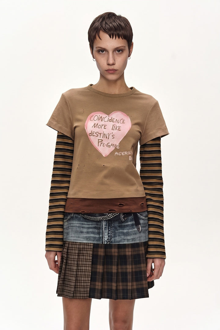 Andersson Bell Layered Heart Message Long Sleeve T-Shirt