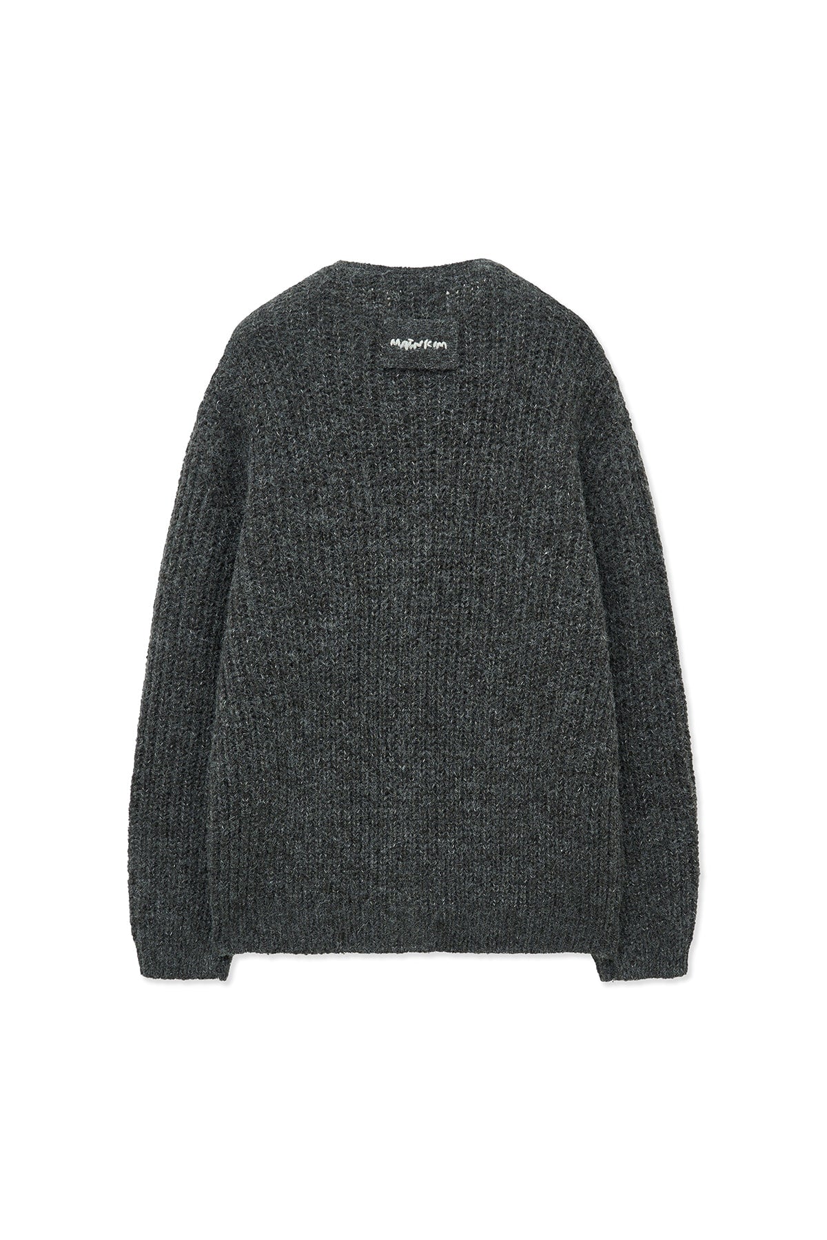 [matinkim] SIDE BUTTON POINT OVERFIT CARDIGAN IN CHARCOAL