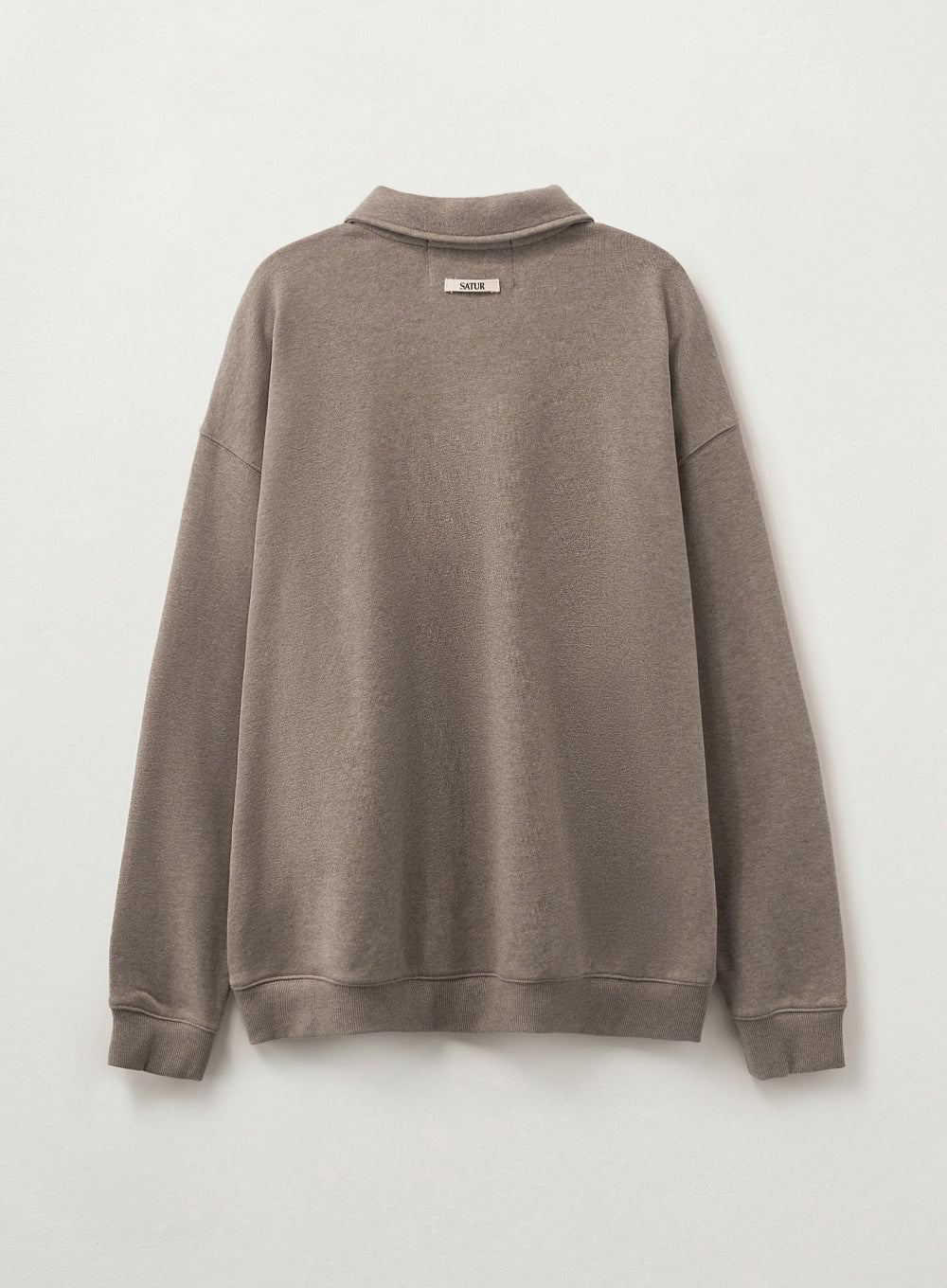 [satur] Rope Logo Loose Fit Collar Sweatshirt - Melange Brown