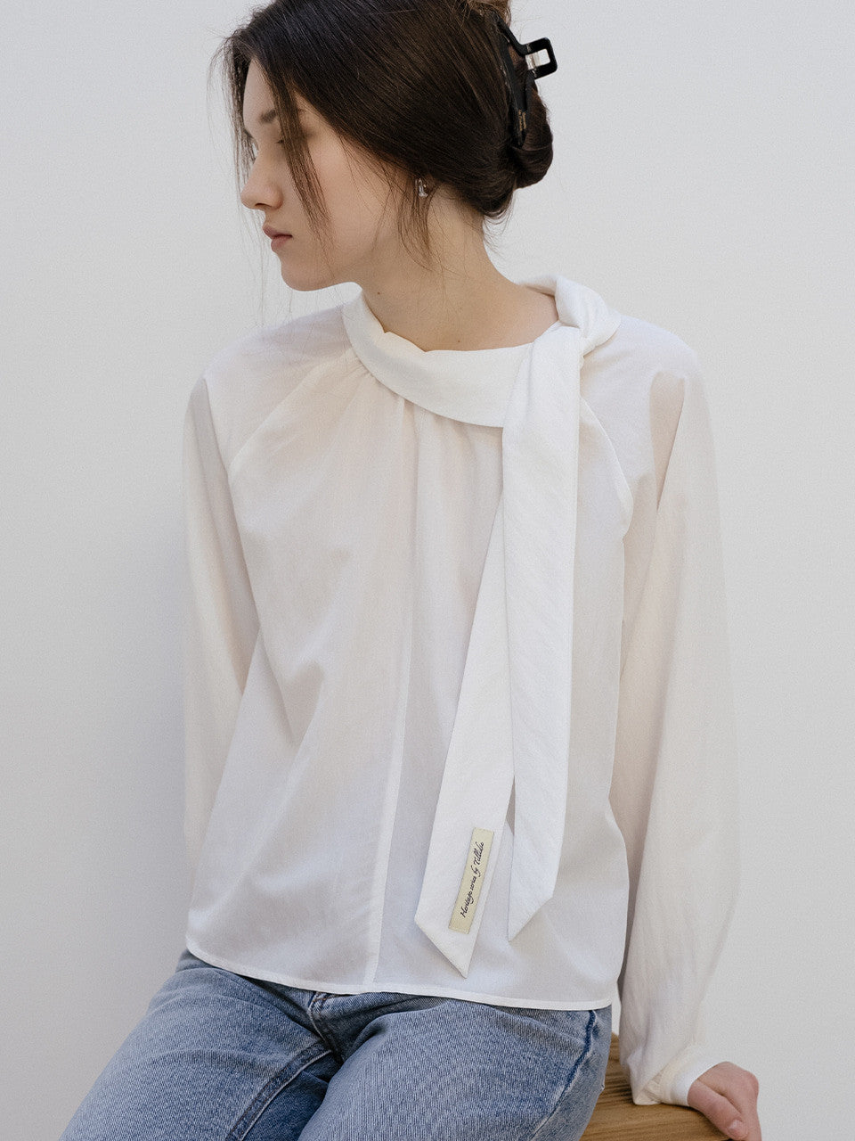 Tillidie Scarf tie detail blouse Ivory