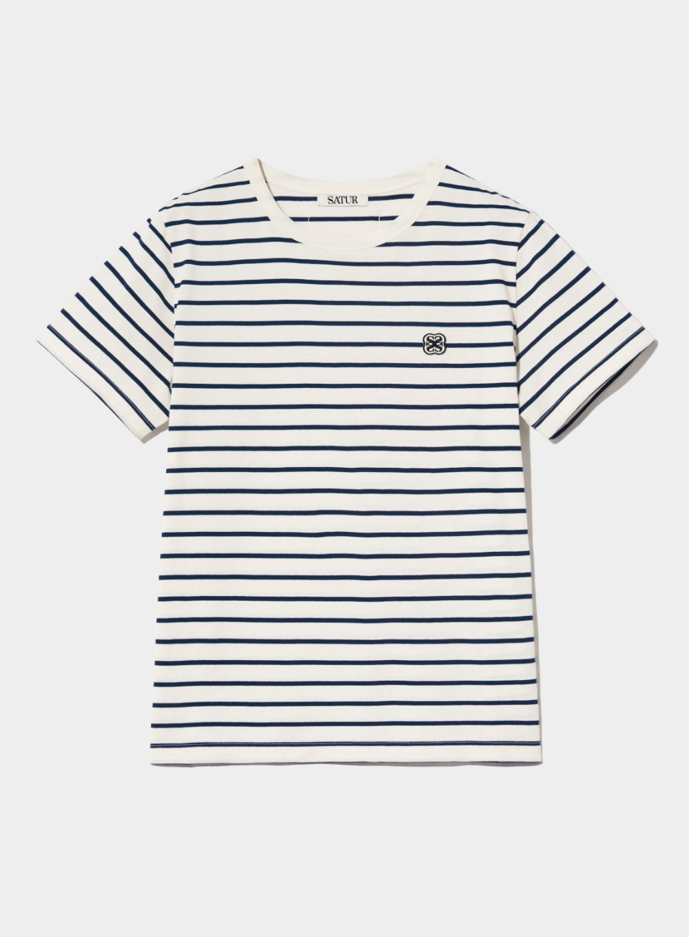 [satur] (W) All Day Cotton Stripe T-Shirt - Resort Cream