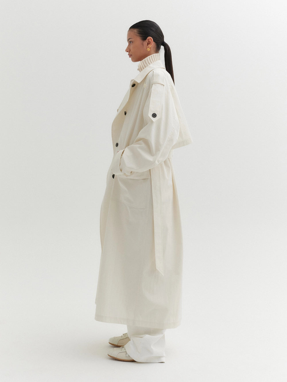 EENK Relaxed Trench Coat - Ivory