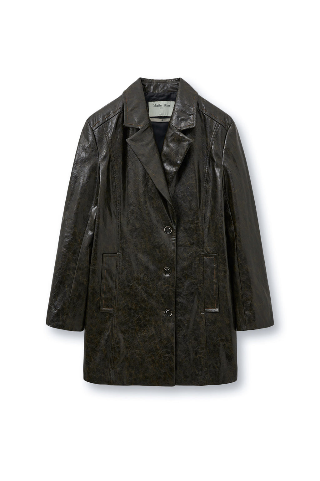 Matinkim Faux Leather Half Double Jacket IN Dark Brown