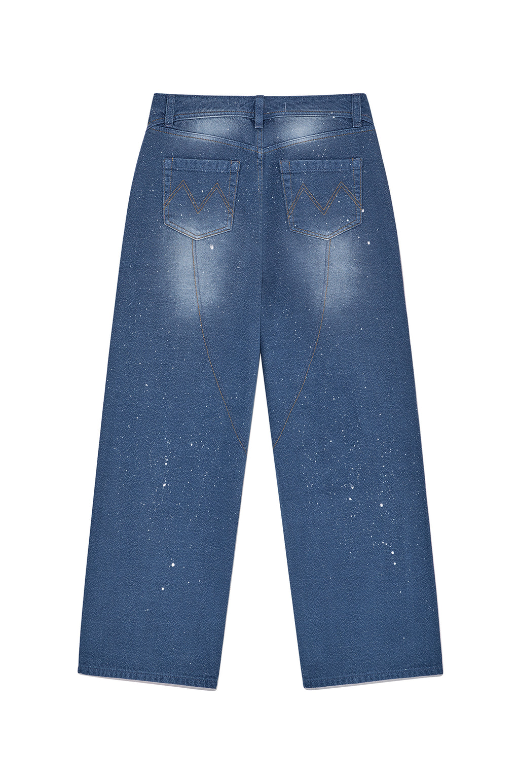 [matinkim] BACK LINE POINT SOFT SHINY DENIM PANTS IN BLUE