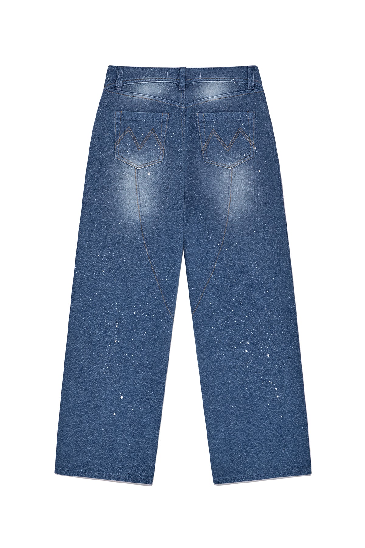 [matinkim] BACK LINE POINT SOFT SHINY DENIM PANTS IN BLUE