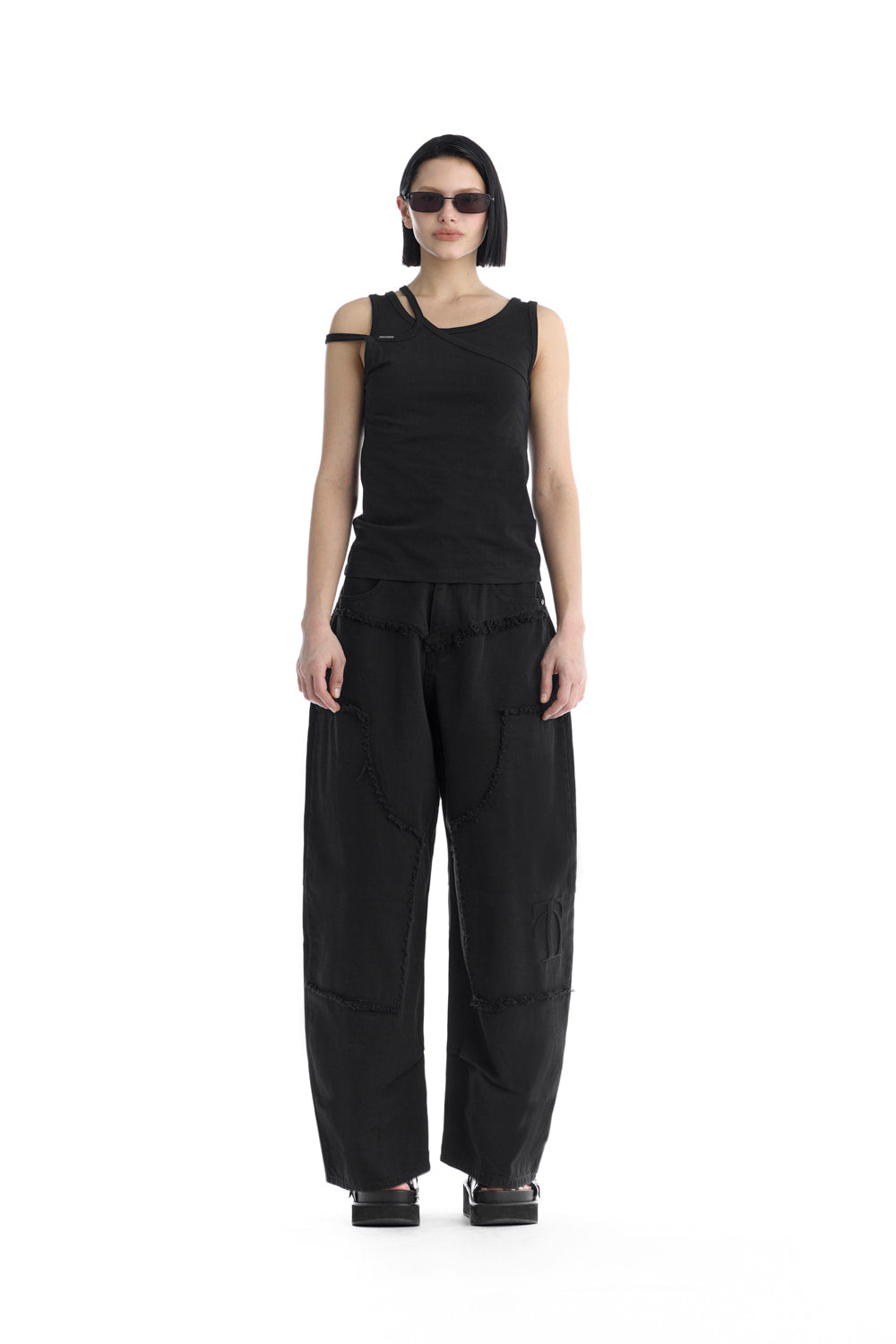 Treemingbird Double Strap Jersey Sleeveless Top Black