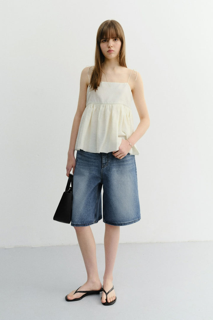 Dunst Relaxed Bermuda Denim Shorts Classic Blue