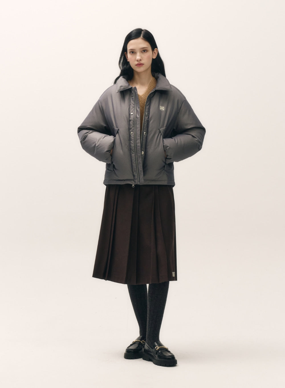 [satur] (W) Lecce Two Tone Duck Down Padding - Glitter Gray