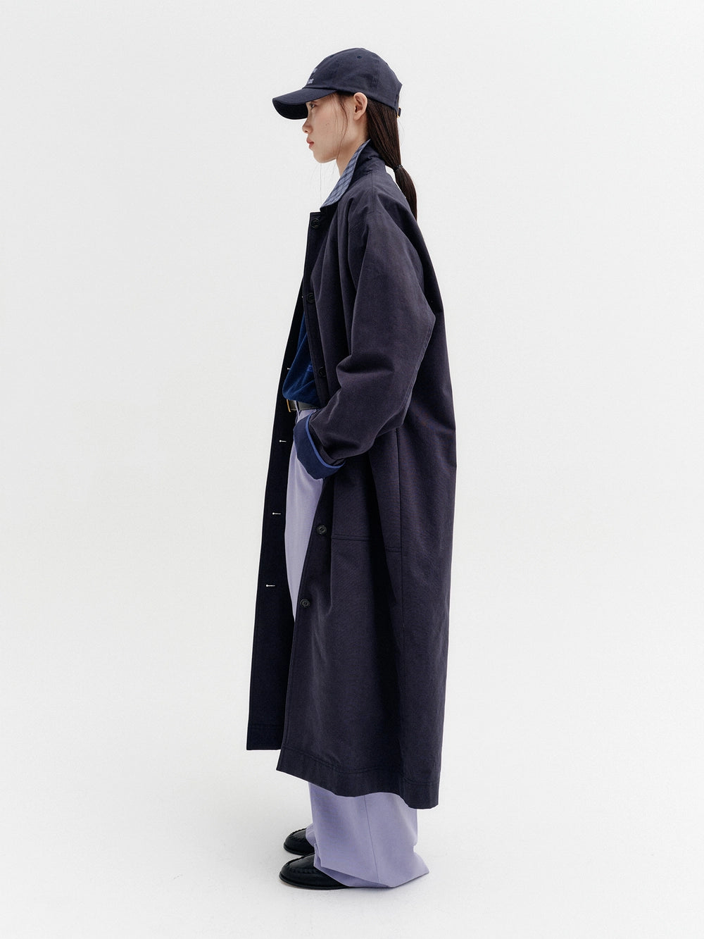 EENK Reversible Contrast Panel Coat - Navy