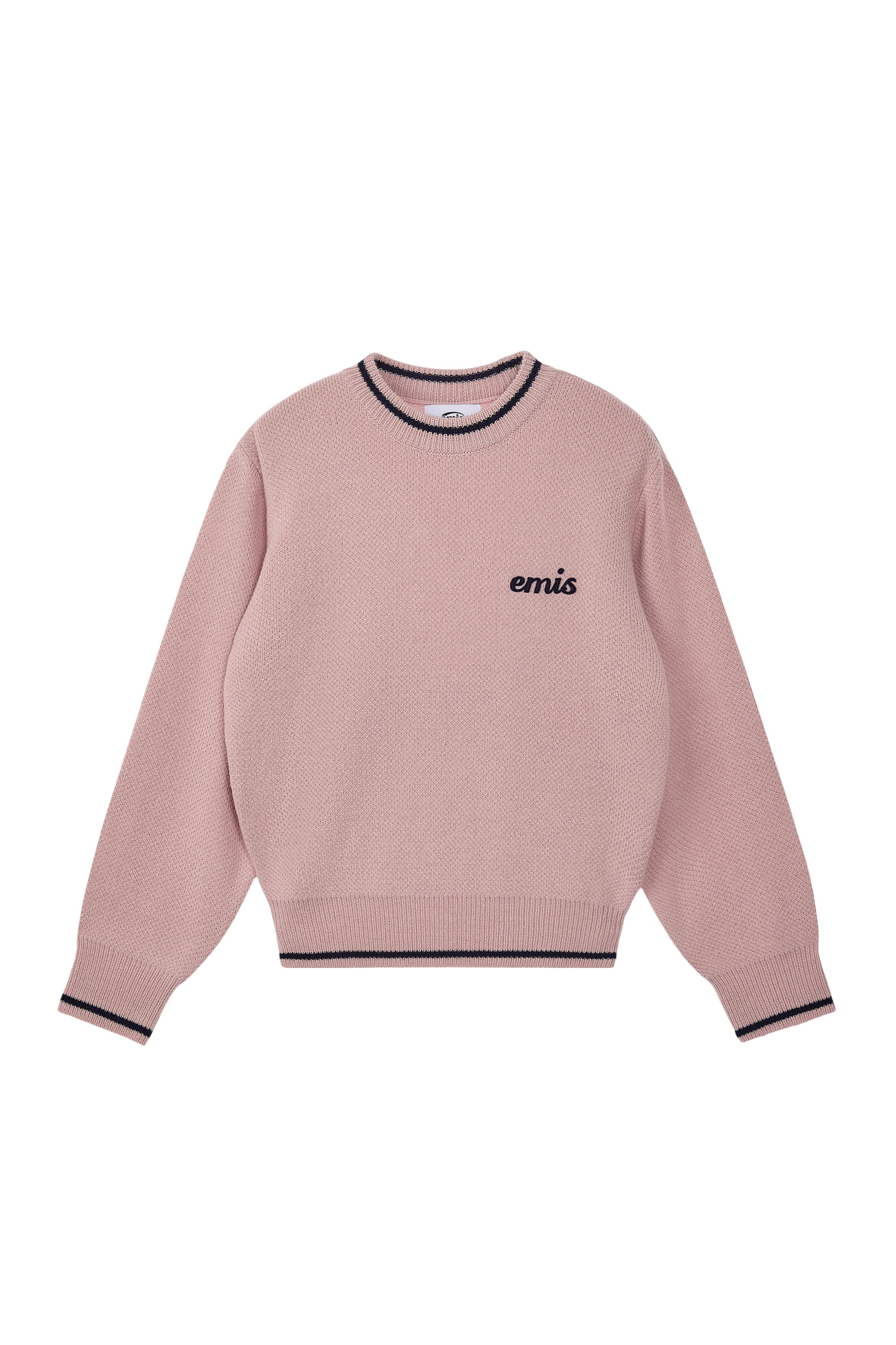 APPLIQUE KNIT PULLOVER-PINK