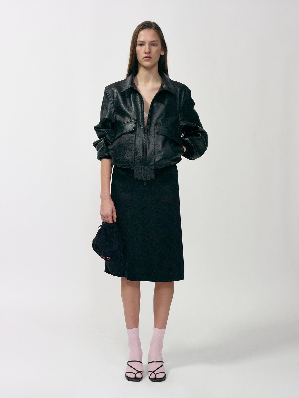 Nothing Written Classic leather flight jacket (Black)
