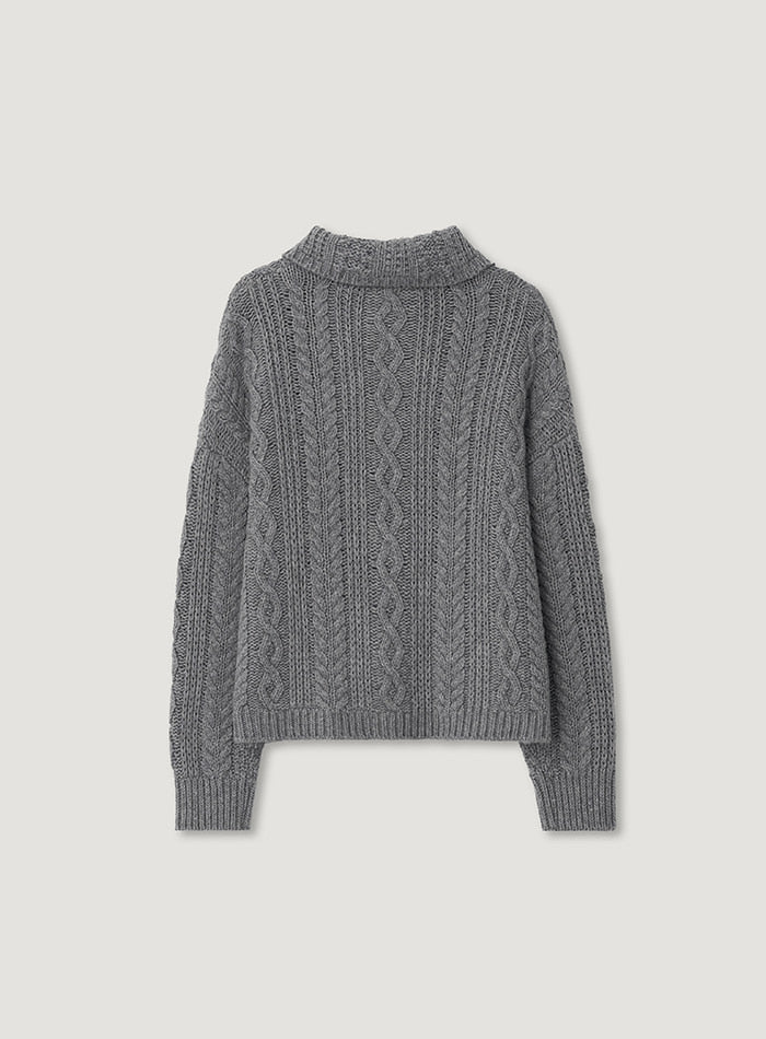 Mango Maniplease Toto Cable Cardigan Deep Grey