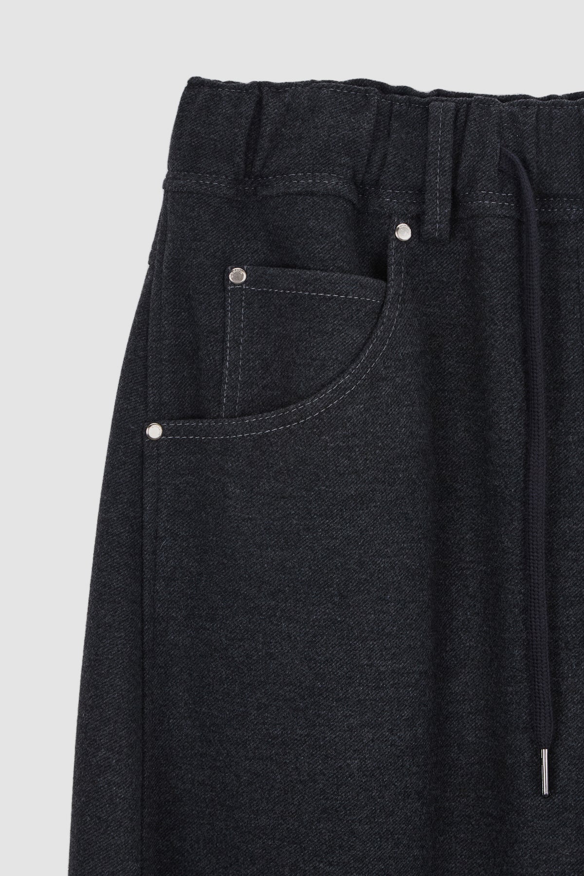 Matinkim Blended Wool Curved Banding Pants IN Charcoal