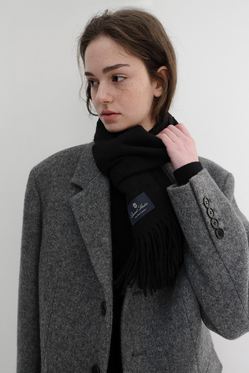 Dunst Fringed Cashmere Muffler Black